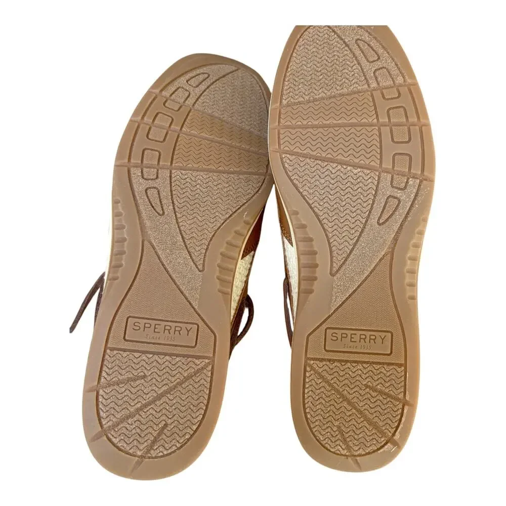 Sperry Whalefish Boat Shoes Sz 8 Women's Tan Brown 2-Eye Flat Med Width Leather